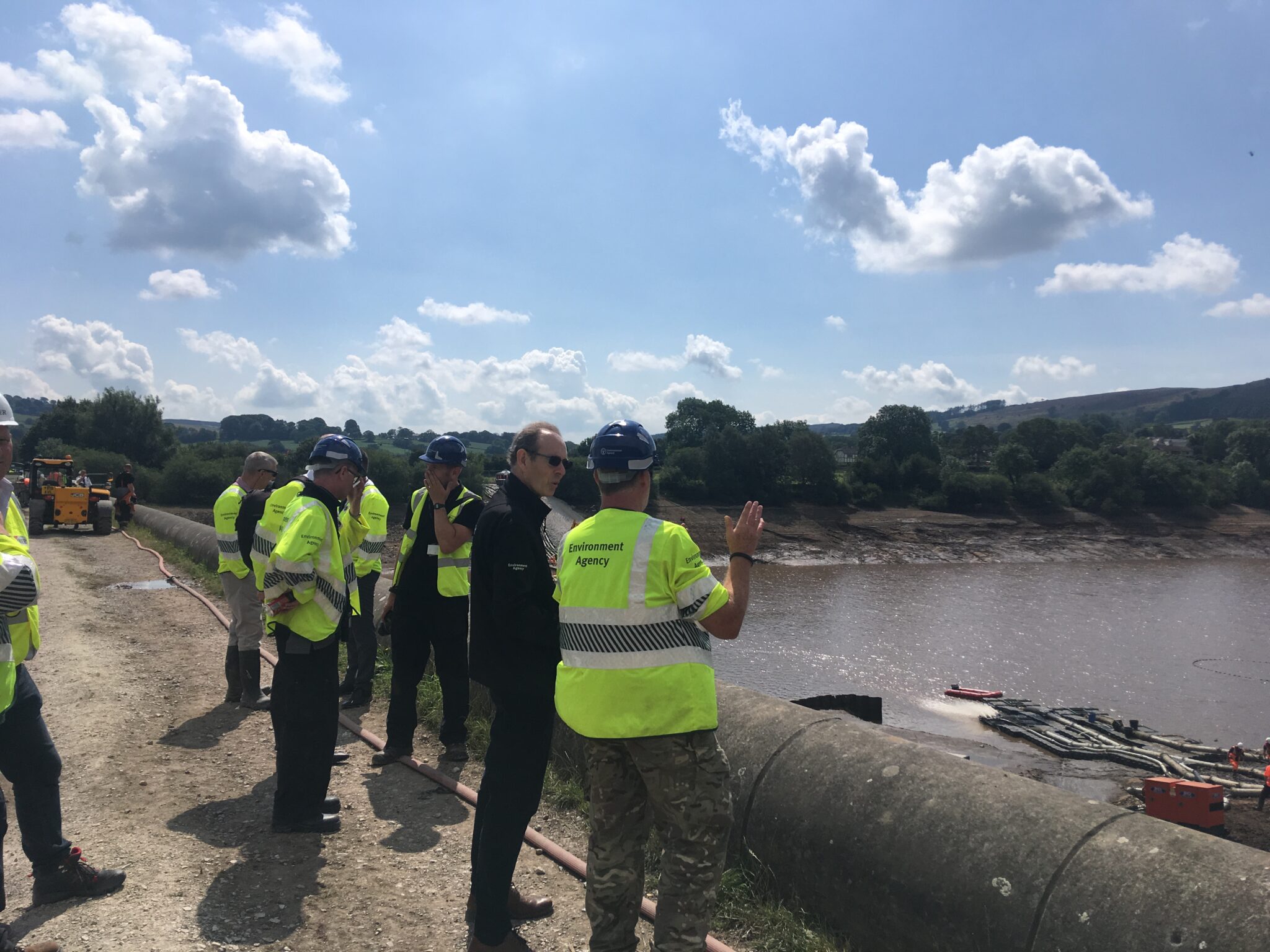 Environment Agency staff at a reservoir.